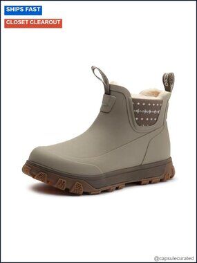 Waterproof Rubber Ankle Booties with Fleece Lining & Neoprene Panels